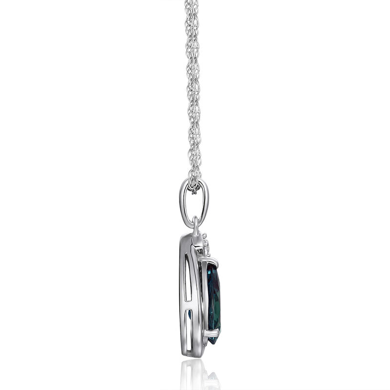 Lab Created Alexandrite &amp; White Sapphire Pendant in Sterling Silver