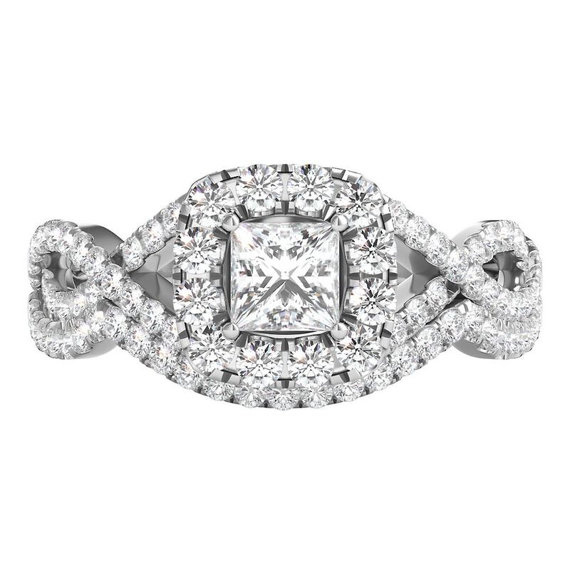 1 ct. tw. Diamond Halo Engagement Ring Set in 14K White Gold