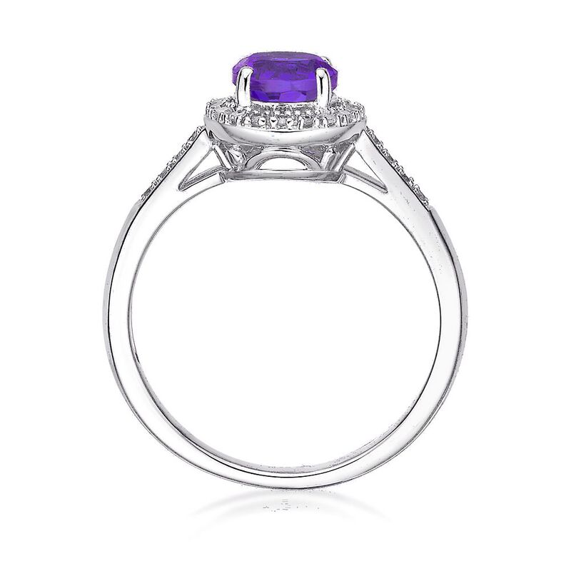 Amethyst &amp; 1/8 ct. tw. Diamond Ring in Sterling Silver