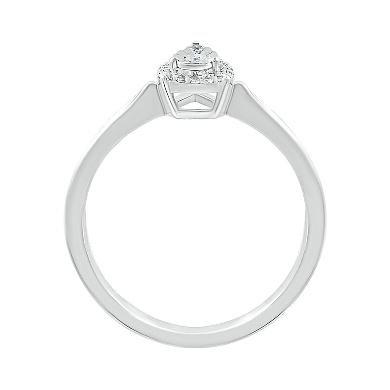 Pear-Shaped Promise Ring with Diamond Halo in Sterling Silver &#40;1/10 ct. tw.&#41;