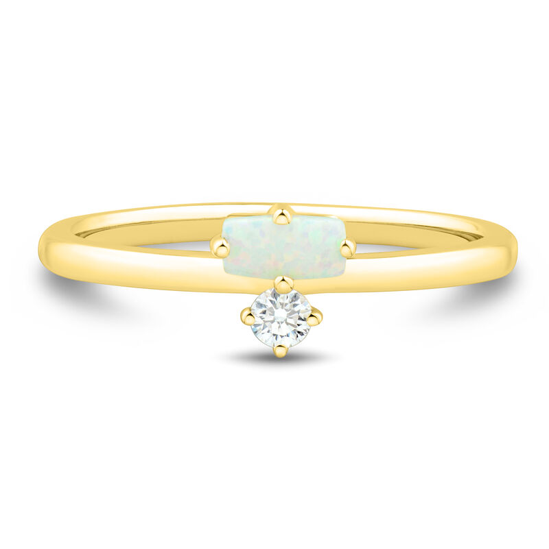Lab Grown Diamond Accent and Lab-Created Gemstone Ring in 10K Yellow Gold
