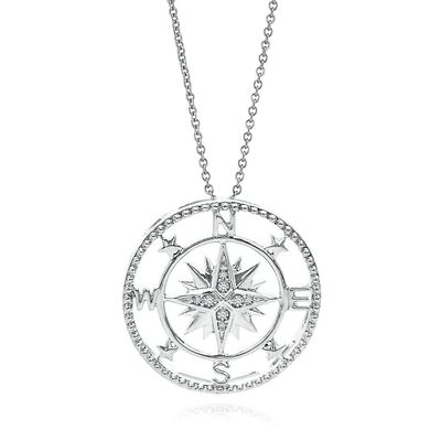 Circle of Love® Diamond Compass Pendant in Sterling Silver