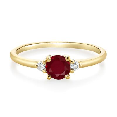 Ruby & Diamond Ring in 10K Yellow Gold