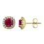 Lab-Created Gemstone &amp; White Sapphire Stud Earrings in 10K Yellow Gold