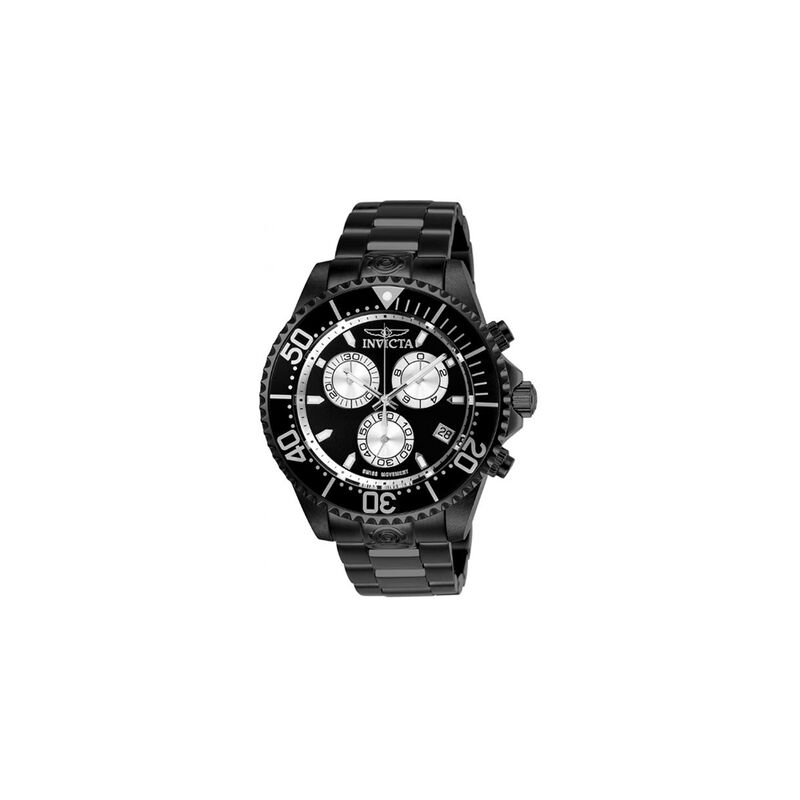 Men&#39;s Black Chronograph Watch in Stainless Steel, 47MM
