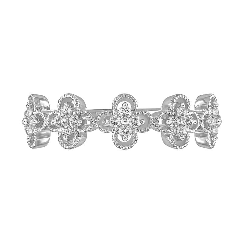 Diamond Fashion Ring with Clover Shapes in 10K White Gold &#40;1/5 ct. tw.&#41;