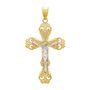 Diamond Cut Crucifix Charm in 14K Yellow &amp; White Gold
