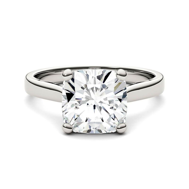 Cushion-Cut Moissanite Solitaire Ring in 14K White Gold &#40;3 1/4 ct.&#41;