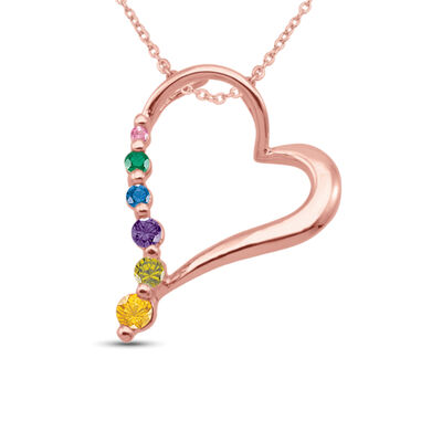 custom gemstone heart pendant (1-6 stones)