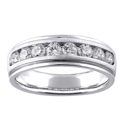 Men’s Lab Grown Diamond Wedding Band with Channel Setting in 10K White Gold