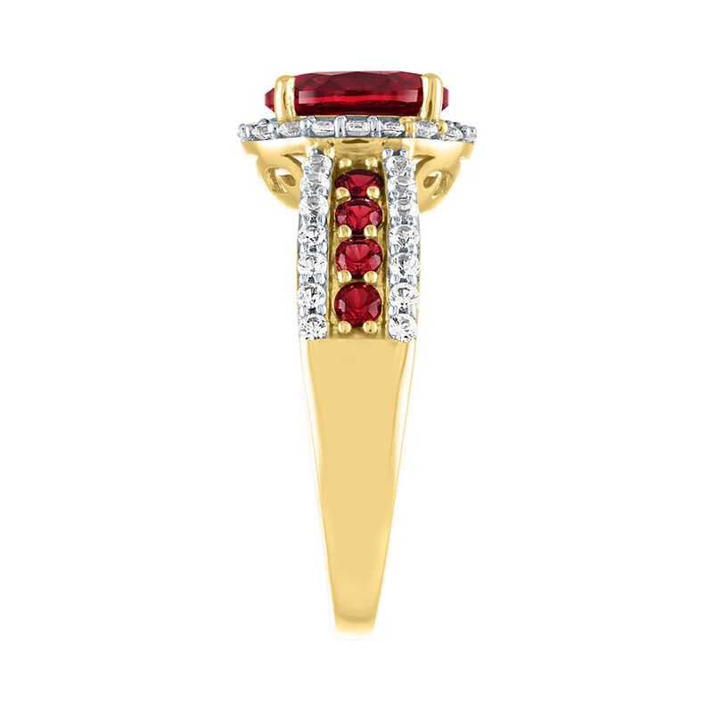 Lab Created Ruby &amp; White Sapphire Ring in 10K Yellow Gold