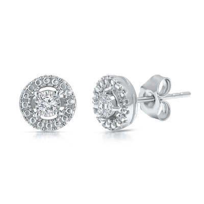 Diamond Illusion Halo Stud Earring in Sterling Silver (1/10 ct. tw.)