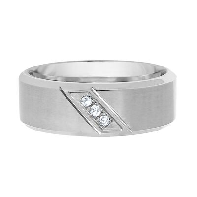Men's Diamond Band in Stainless Steel, 8MM