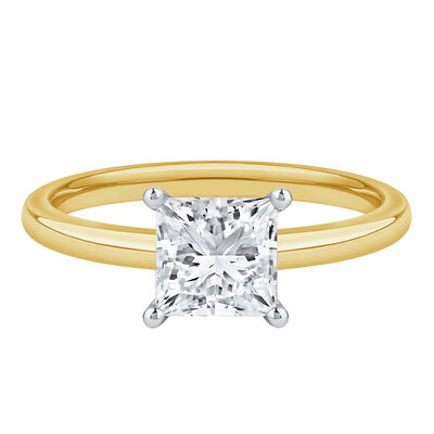 Diamond Princess Cut Solitaire Engagement Ring in 14K Gold (1 ct.)