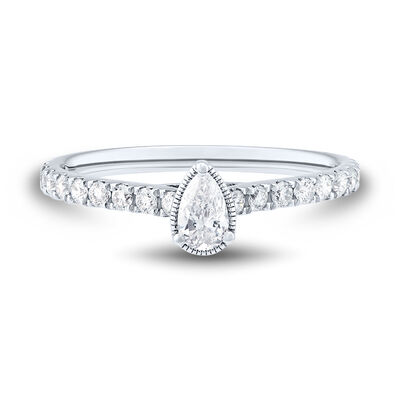 Pear-Shaped Diamond Engagement Ring in 10K White Gold (1/2 ct. tw.)