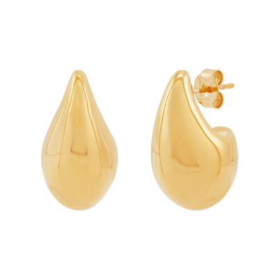 Polished Chunky Teardrop Earrings in 14K Yellow Gold