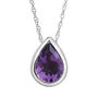 Amethyst Pendant with Pear Shape in 10K White Gold