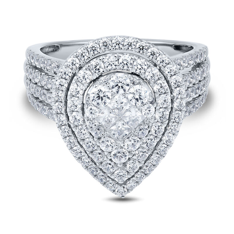 Pear-Shaped Cluster Diamond Engagement Ring in 10K White Gold &#40;2 ct. tw.&#41;