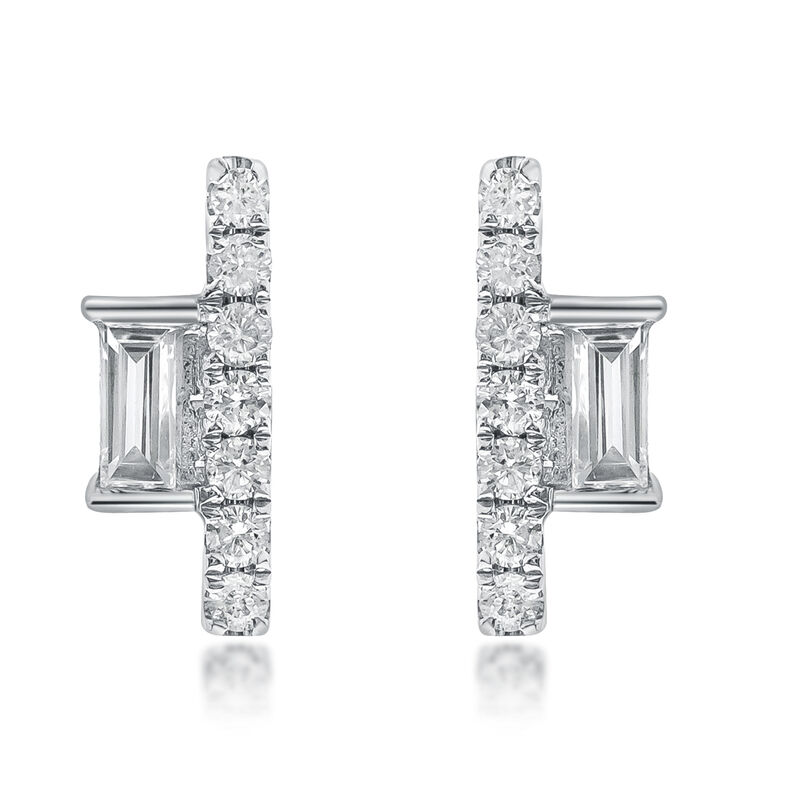 Diamond Geometric Bar Stud Earrings in 10K White Gold &#40;1/8 ct. tw.&#41;