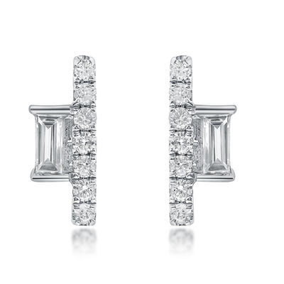 Diamond Geometric Bar Stud Earrings in 10K White Gold (1/8 ct. tw.)