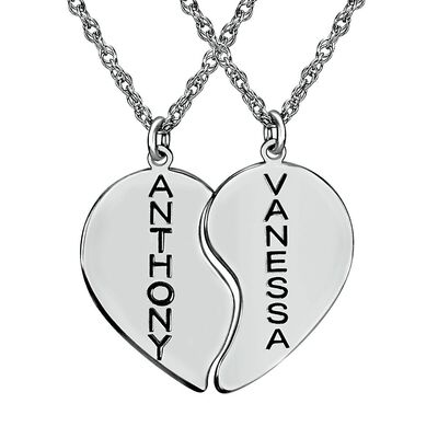 Engravable Heart Pendants in Sterling Silver