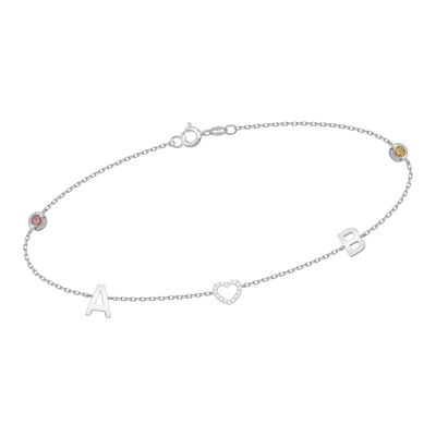 custom diamond cut cable chain initial charm and name bracelet 
