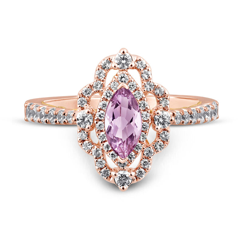 Margaux Rose de France Amethyst Engagement Ring with Diamonds in 14K Gold &#40;3/4 ct. tw.&#41;