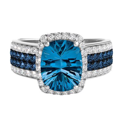 London Blue Topaz & 3/4 ct. tw. Diamond Ring in 14K White Gold