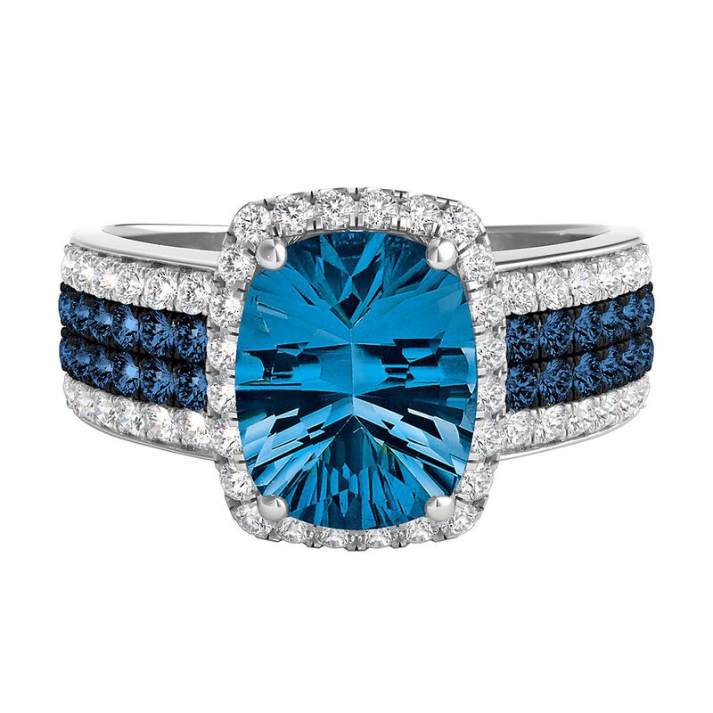 London Blue Topaz &amp; 3/4 ct. tw. Diamond Ring in 14K White Gold