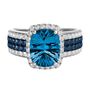 London Blue Topaz &amp; 3/4 ct. tw. Diamond Ring in 14K White Gold