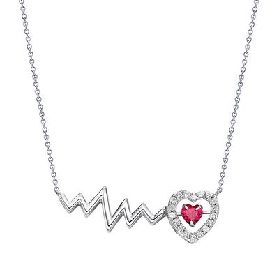 Lab Created Ruby & Lab Created White Sapphire Heart Pendant in Sterling Silver