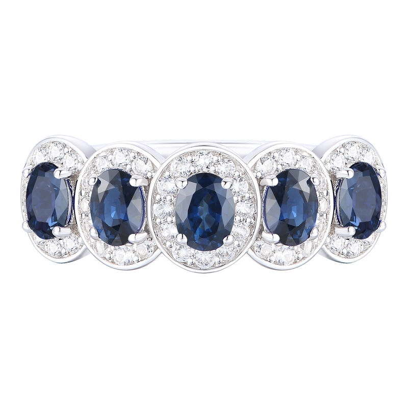 Blue Sapphire &amp; Diamond Ring in 14K White Gold &#40;1/4 ct. tw.&#41;