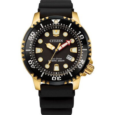 Promaster Diver Black Polyurethane Men’s Watch in Gold Tone Ion-Plated Stainless Steel