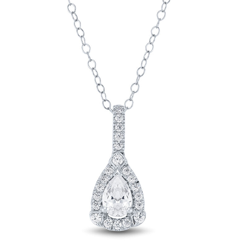 Lab Grown Diamond Pendant with Pear-Shape in 14K White Gold &#40;3/4 ct. tw.&#41;