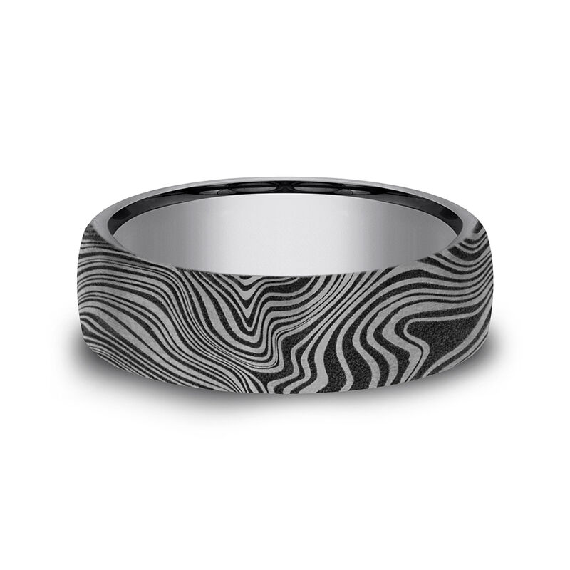 Men&rsquo;s Tantalum Ring with Marbled Tamascus Design, 6.5MM
