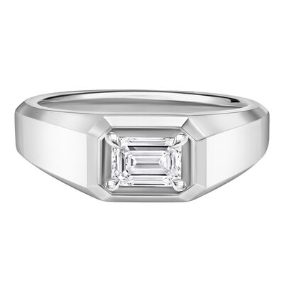 Men's Lab Grown Diamond Emerald-Cut Solitaire Band in 10K White Gold (1 ctw.)