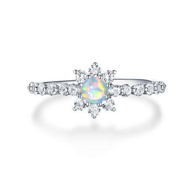 Lab Created Opal & White Sapphire Stack Ring in Sterling Silver