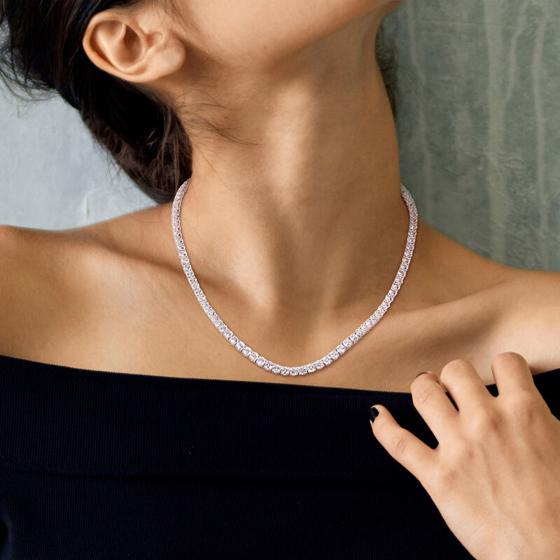 Helzberg Diamonds Lab Created White Sapphire Tennis Necklace