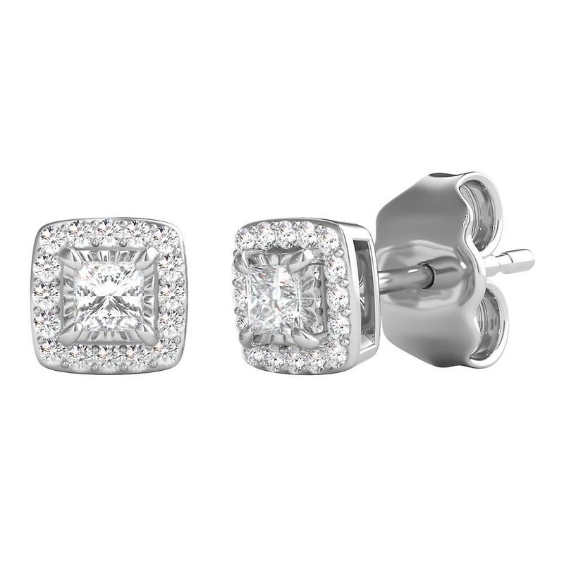Diamond Illusion Halo Stud Earrings in 10K Gold | Helzberg Diamonds (1/ ...