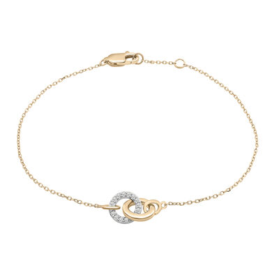 Two-Tone Diamond Linked Circle Bracelet in 14K White and Yellow Gold (1/10 ct. tw.)
