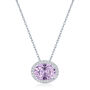 Rose de France &amp; Lab-Created White Sapphire Halo Pendant in Sterling Silver