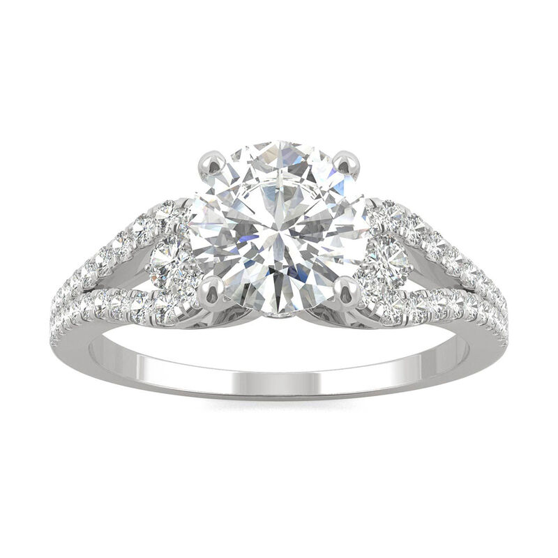 Forever One™ Round Moissanite Ring with Split-Shank Band