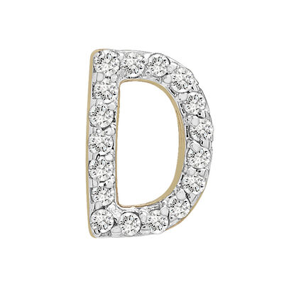 Single-Letter Stud Earring “D” with Diamond Accents in 10K Yellow Gold