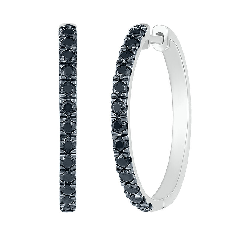 Black Diamond Hoop Earrings in Sterling Silver &#40;1/2 ct. tw.&#41;