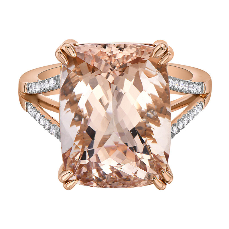Cushion-Cut Morganite &amp; Diamond Ring in 14K Rose Gold &#40;1/8 ct. tw.&#41;