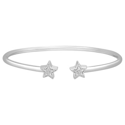 Star Cuff Bracelet with Diamond Accents in Sterling Silver