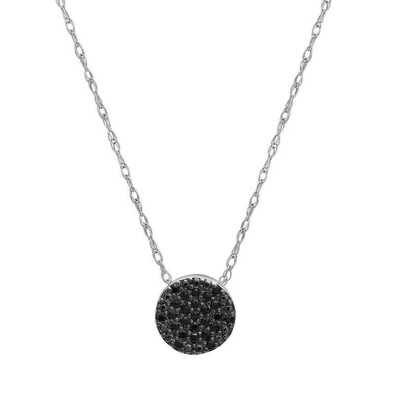 Black Diamond Circle Pendant in 10K White Gold &#40;1/10 ct. tw.&#41;