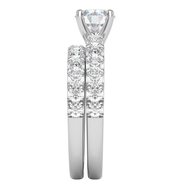 Lab Grown Diamond Bridal Set with Pav&eacute; Bands in 14K White Gold &#40;2 5/8 ct. tw.&#41;