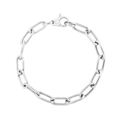 Paperclip Chain Bracelet in Sterling Silver, 7.5