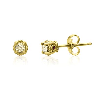 Yellow Diamond & Garnet Stud Earrings in 10K Yellow Gold